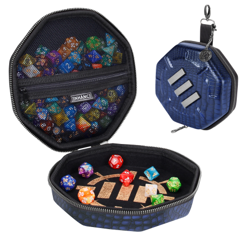 ENHANCE DnD Dice Tray and Dice Case(Dragon Blue)