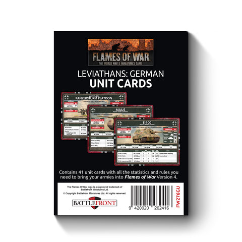 FoW Late War Leviathans: German Unit Cards (41x Cards) - Limited Edition