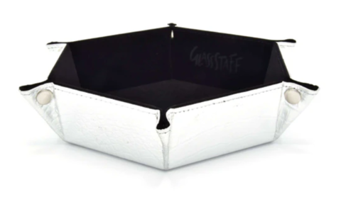 GlassStaff Hexagonal Foldable Rolling Tray - Dragon Skin - Silver / Black