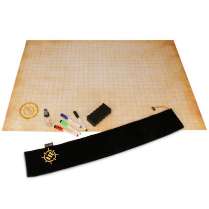 ENHANCE RPG Grid Mat - Tabletop DnD Map (24x36 inch) Parchment Battle Grid Game Mat