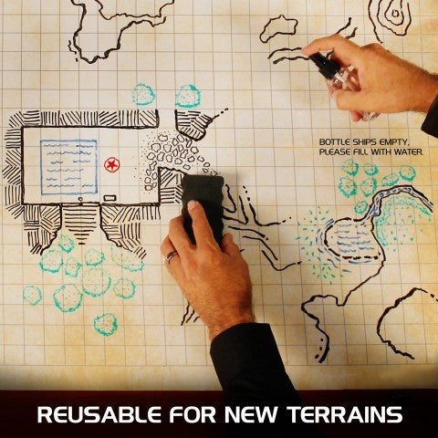 ENHANCE RPG Grid Mat - Tabletop DnD Map (24x36 inch) Parchment Battle Grid Game Mat