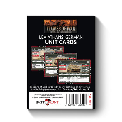 FoW Late War Leviathans: German Unit Cards (41x Cards) - Limited Edition