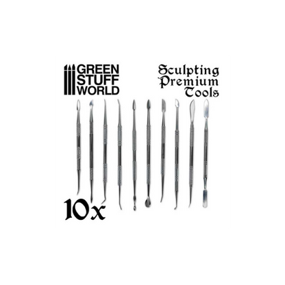 10x Modellierwerkzeug Set Edelstahl mit Ledertasche
