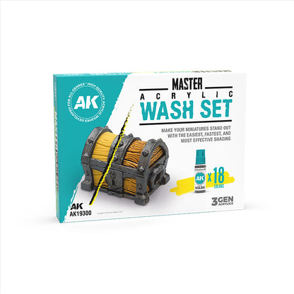 MASTER ACRYLIC WASH SET – FULL RANGE (18 COLORS)