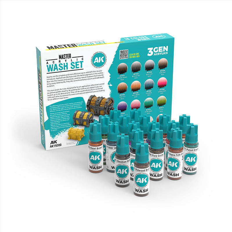 MASTER ACRYLIC WASH SET – FULL RANGE (18 COLORS)