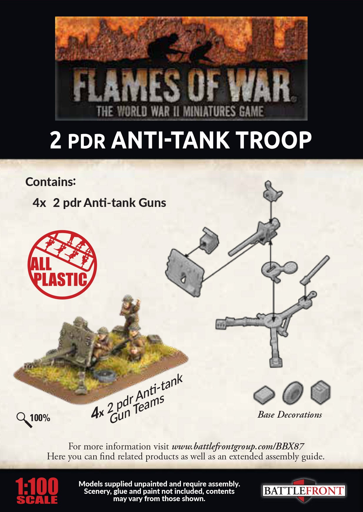 2pdr Antitank Platoon (x4 guns, Plastic)