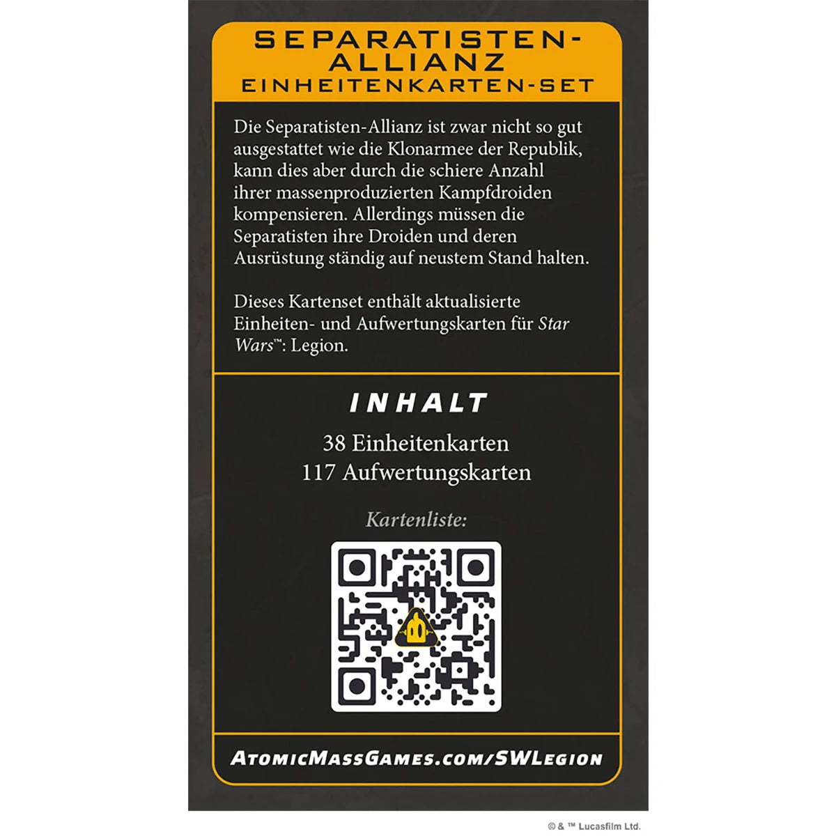 Star Wars: Legion – Separatisten-Allianz Einheitenkarten-Set